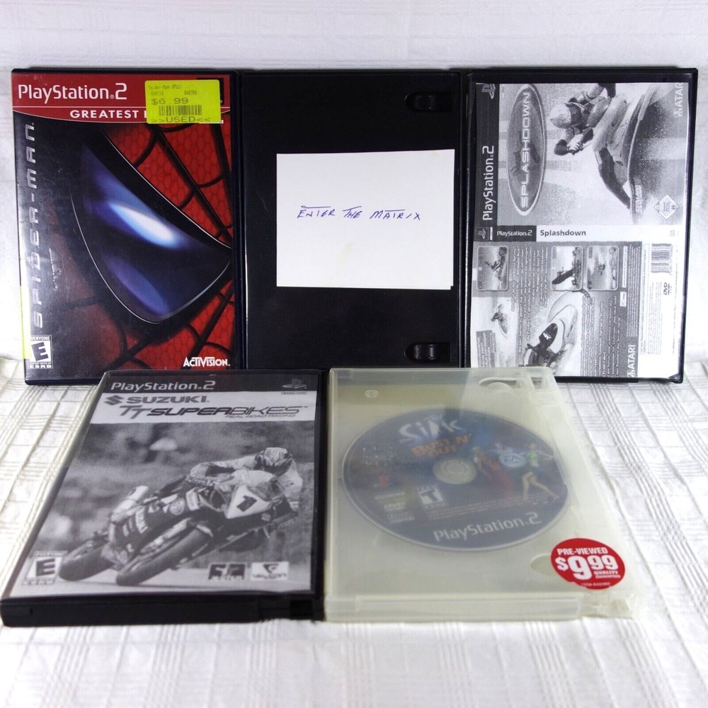 Lot of 5 PS2 PlayStation 2 Games - 3 Blockbuster Cases - Disc Only Matrix Sims